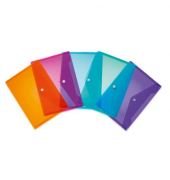 Dokumententasche 20056, A5, transparent orange/pink/hellblau/t&uuml;rkis und violett, Polypropylen (PP), Druckknopf
