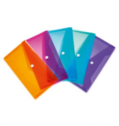 Dokumententasche 20037, Din Lang, transparent violett/t&uuml;rkis/hellblau/pink und orange, Polypropylen (PP), Druckknopf