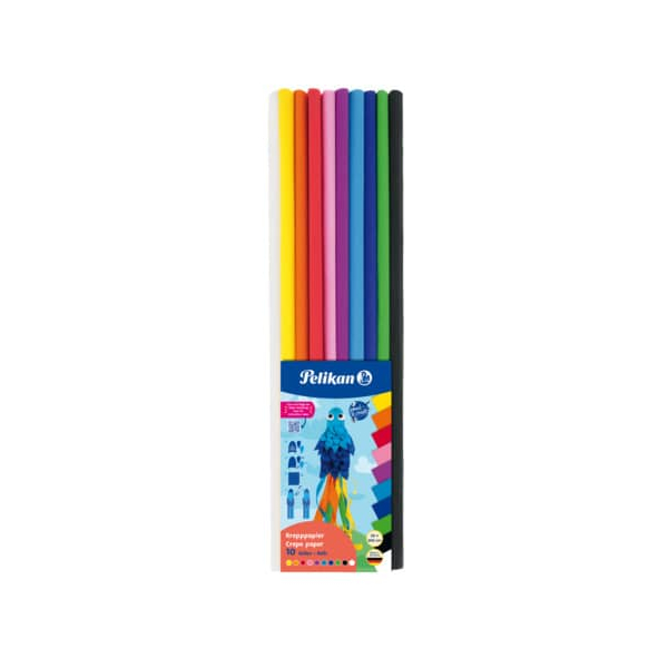 10 Stück Pelikan Krepppapier 10ST 50x200cm sortiert 4012700101624 Pelikan 10 Bogen
