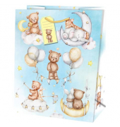 Geschenktasche 22330 TL Baby Teddy, Baby  Geburtstag, Kordelband mit Geschenkanhänger, Baby Teddy, 267mm x 330mm