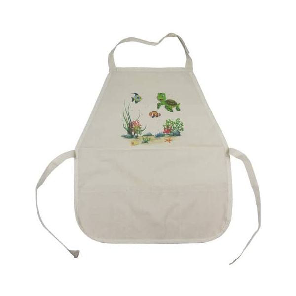DONAU unisex Kinder Malschürze Meerestiere beige Einheitsgröße 1 St.