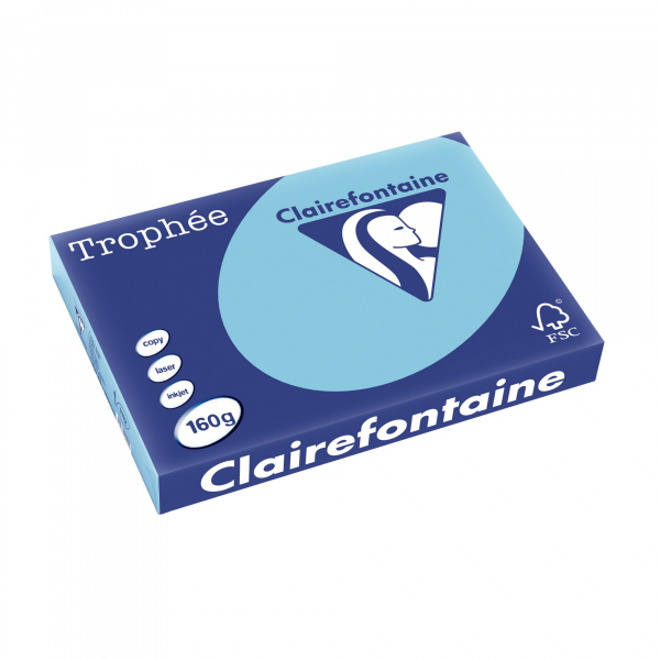 Clairefontaine Kopierpapier Trophee 1112C blau pastell A3 160g 3329680111200 Clairefontaine 250 Blatt
