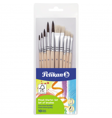 Pinselset Starter, 700405, 10 Gr&ouml;&szlig;en sortiert, 5x flache & 5x runde Spitze