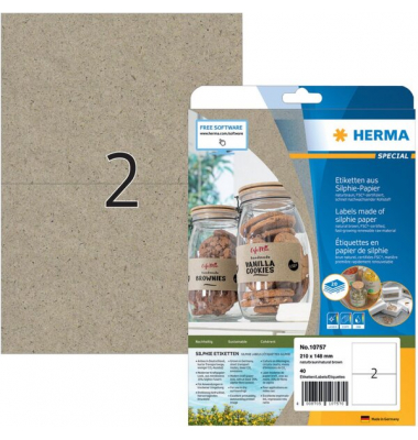 Etiketten Special 10757, naturbraun, 210x148mm, rechteckig