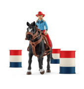 Schleich Farm World 42576 Barrel Racing mit Cowgirl Spielfiguren-Set