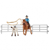 Schleich Farm World 42577 Team Roping mit Cowgirl Spielfiguren-Set