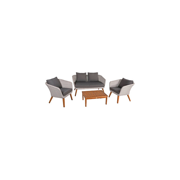 4041908122902 - 4tlg Polyrattan Sitzgruppe ARONA Garten Möbel Sitzgruppe Outdoor Grau Garnitur 4041908122902 - 4tlg Polyrattan Sitzgruppe ARONA Garten Möbel Sitzgruppe Outdoor Grau Garnitur