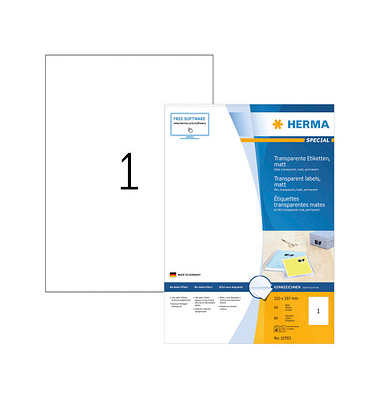 80 HERMA Folienetiketten transparent 210,0 x 297,0 mm