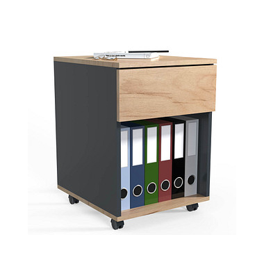 VCM my office Dasola Rollcontainer anthrazit, eiche 1 Auszug 39,0 x 45,0 x 55,0 cm