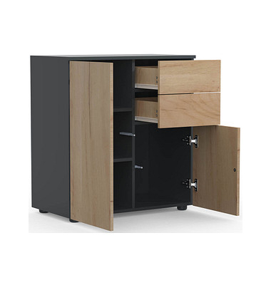 VCM my home Kommode Dalosa, 918339 anthrazit, eiche 2 Fachböden 70,0 x 39,0 x 77,0 cm