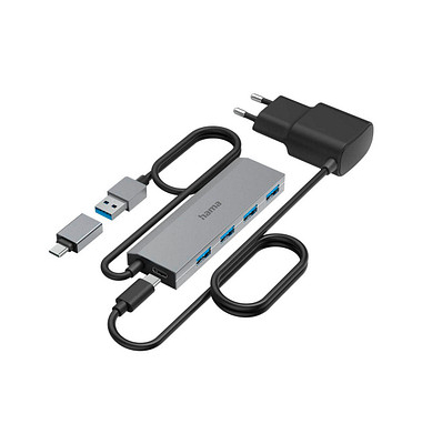 hama USB-Hub 4-fach grau