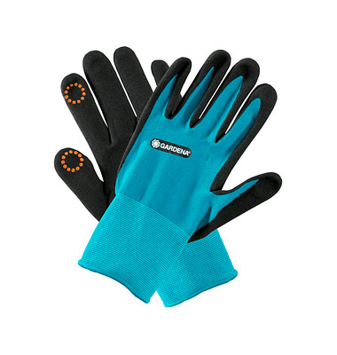 Gartenhandschuhe 42% Polyester, 55% Nitril, 3% Elasthan, Nitrilbeschichtung der Handflächen, Nitrilbeschichtung, anthrazit/türki