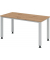Schreibtisch Q-Serie mini, manuell höhenverstellbar, 68,5-81cm (H), 140x67,2cm (BxT), rechteckig, eiche / silber