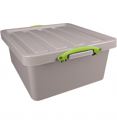 Aufbewahrungsbox Recycling 31.5RDG, 31,5 Liter mit Deckel, außen 520x470x210mm, Polypropylen, 100 % recycelt taubengrau