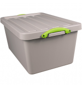 Aufbewahrungsbox Recycling 61RDG, 61 Liter mit Deckel, außen 680x440x310mm, Polypropylen, 100 % recycelt taubengrau