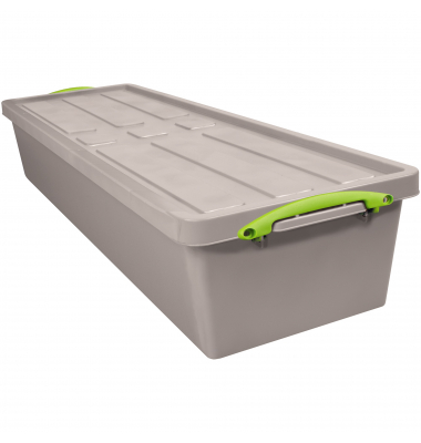 Aufbewahrungsbox Recycling 23RDG, 23 Liter mit Deckel, außen 820x270x160mm, Polypropylen, 100 % recycelt taubengrau Aufbewahrungsbox Recycling 23RDG, 23 Liter mit Deckel, außen 820x270x160mm, Polypropylen, 100 % recycelt taubengrau