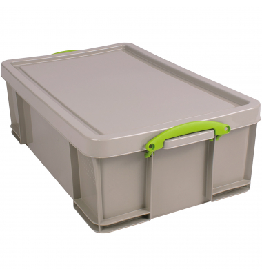 Aufbewahrungsbox Recycling 50RDG, 50 Liter mit Deckel, für CDs/DVDs, außen 710x440x230mm, Polypropylen, 100 % recycelt taubengra