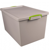 Aufbewahrungsbox Recycling Economie 83-NST-RDG, 83 Liter mit Deckel, außen 695x440x368mm, Polypropylen, 100 % recycelt taubengra