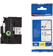 Farbb. P-Touch, 12mm8m, weißschwarz Flexi-Tapes, laminiert  Beschriftungsband