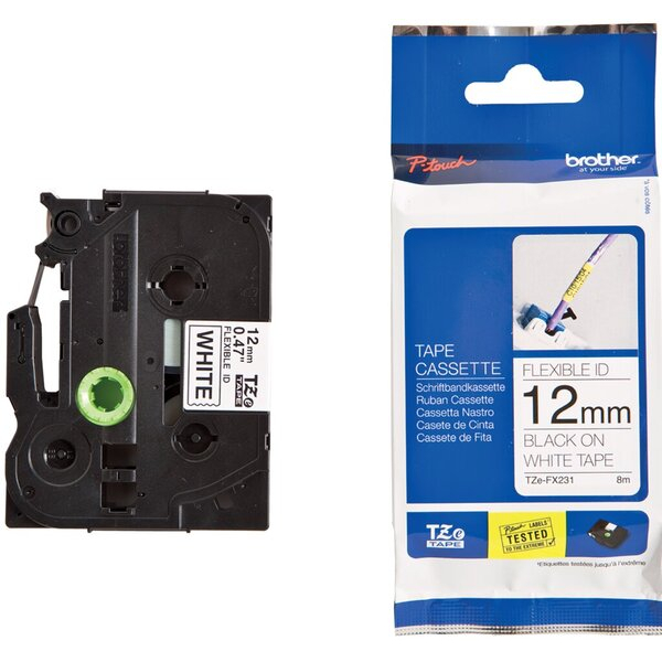 4255704322736 - Farbb P-Touch 12mm8m weißschwarz Flexi-Tapes laminiert  Beschriftungsband 4255704322736 Brother