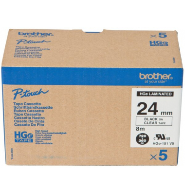 Farbb, Ptouch,24mm8m, farblosschwarz laminiert, Multipack (5 StkPack)