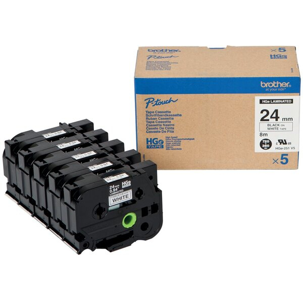 4977766684637 - Schriftbandkassette HGE251V5 24mmx8m sw auf ws 4977766684637 P-Touch 5 Stück