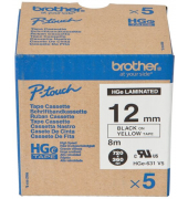 Farbb, Ptouch,12mm8m, gelbschwarz laminiert, Multipack (5 StkPack)