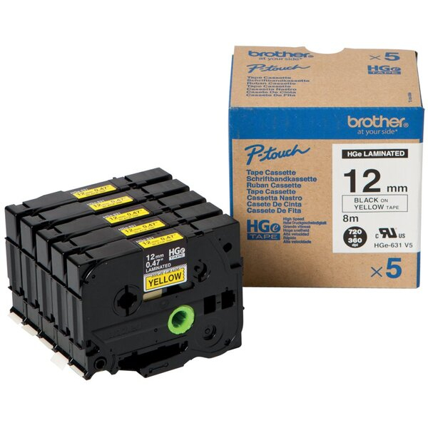 4977766684675 - Farbb Ptouch12mm8m gelbschwarz laminiert Multipack (5 StkPack) 4977766684675 Brother