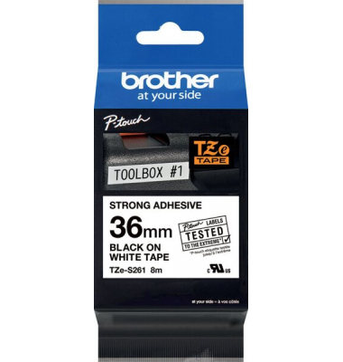 Schriftbandkassette Brother 36mm weiß/schwarz TZES261