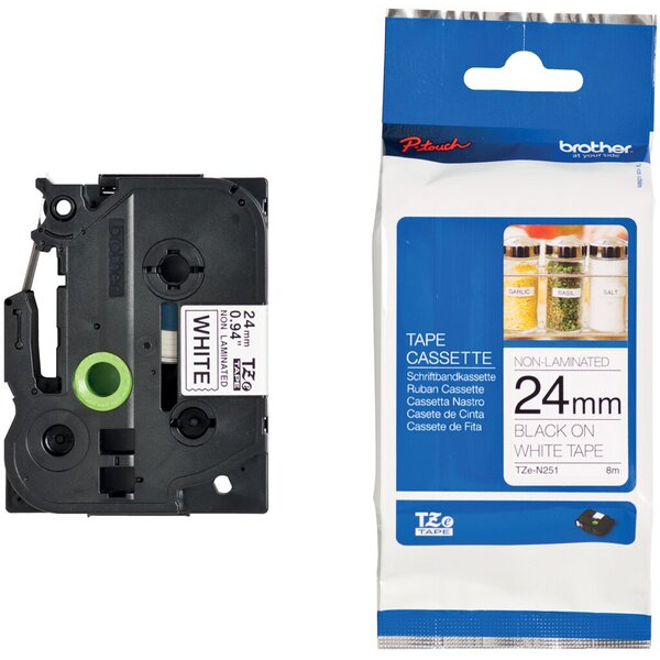 4977766692618 - P-touch Schriftband TZe-N251 24mm x 8m schwarz weiß selbstklebend 4977766692618 8 Meter