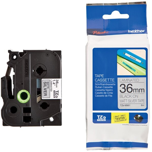 4977766692908 - P-touch Schriftband TZe-M961 36mm x 8m schwarz silber laminiert selbstklebend 4977766692908 Brother