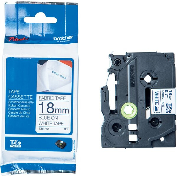 4977766761499 - Textilb P-Touch 18mm3mblauweiß Textil-Aufbügelband nicht laminiert 4977766761499 Brother