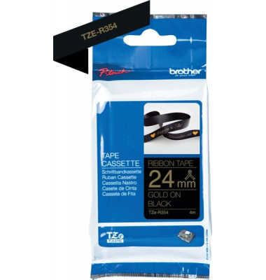 Textilb. P-Touch, 24mm4m,schwarzgold nicht klebend
