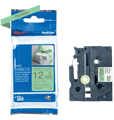 Textilb. P-Touch,12mm4m,mintgr&uuml;ngold nicht klebend