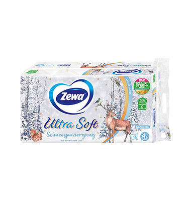 Toilettenpapier Ultra Soft Schneespaziergang, Alpenwiesenduft, 39113, 4-lagig, weiß, 150 Blatt/Rolle,