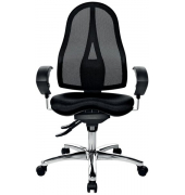 B&uuml;rodrehstuhl Sitness, chrom/schwarz / silber, mit Armlehnen, bis 110kg, ohne Kopfst&uuml;tze