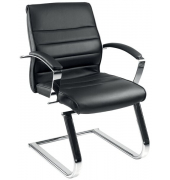 Besucherstuhl Luxe, schwarz / chrom, mit Armlehnen, C-Fu&szlig;-Gestell