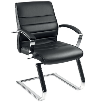 Besucherstuhl Luxe, chrom/schwarz, C-Fuß-Gestell
