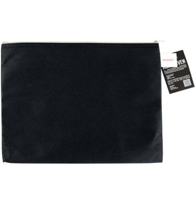 Reißverschlussbeutel A4, schwarz opak, Non Woven PP, 270 x 350 mm