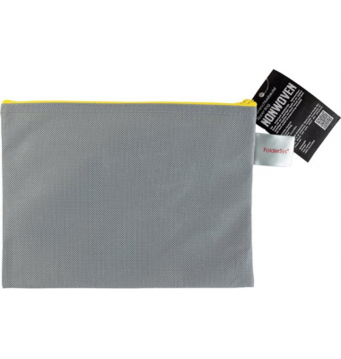 Reißverschlussbeutel A5, grau opak, Non Woven PP, 190 x 255 mm