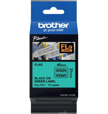 Fle-Einzelfähnchen-Etiketten,21x45mm, schwarz auf grün, 72 StkKassette