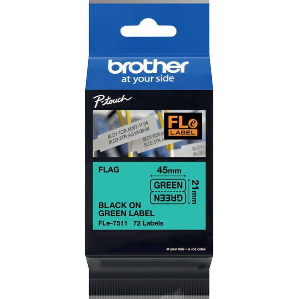 4977766769686 - Fle-Einzelfähnchen-Etiketten21x45mm schwarz auf grün 72 StkKassette 4977766769686 72 Stück