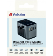 Verbatim Universal Travel Ladeadapter schwarz, grau, 30 W