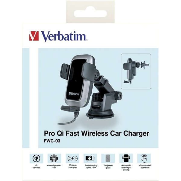 0023942495543 - Kabellänge 1 verbatim Car Charger FWC-03 Induktives Kfz-Ladegerät schwarz Kabellänge 10 m 15 Watt 49554 0023942495543