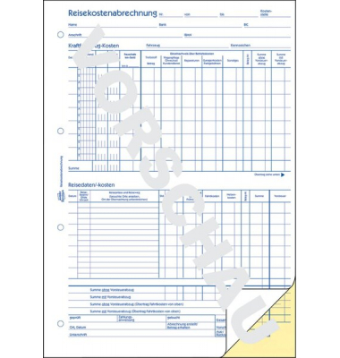 Reisekostenabrechnung, selbstdurch- schreibend, DIN A4, 2 x 40 Blatt