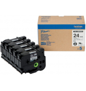 Farbb, Ptouch,24mm8m, silberschwarz laminiert, Multipack (5 StkPack)