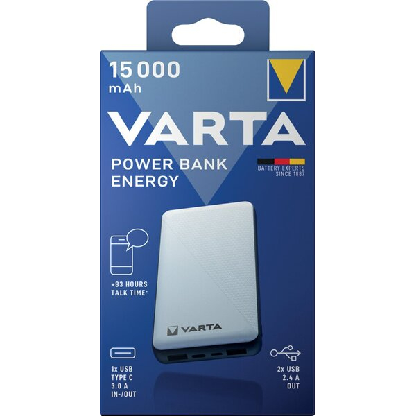 4008496018994 - Power Bank Energy 15000mAh weiß 2x USB-AMicro-B-C 5V 4008496018994 Varta
