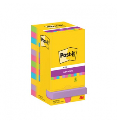 Haftnotizen 654-12SS-UC, 76x76mm, neongrün/powerpink/pardieseblau/ultragelb/lila, quadratisch