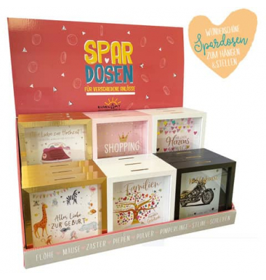 Spardose Kasten (mittel) 746951 , "Motiv sortiert"