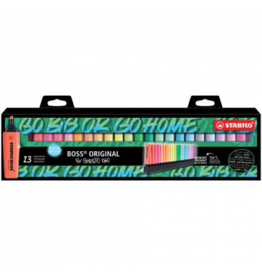 Textmarker BOSS ORIGINAL by Snooze One, 7023-01-06, Etui, 9 Leuchtfarben/14 Pastellfarben, 2-5mm Keilspitze